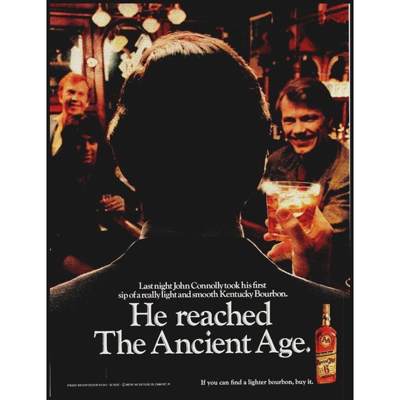 1971 Ancient Age Bourbon Vintage Print Ad Wood Wooden Bar Room Wall Art Photo - Picture 1 of 1